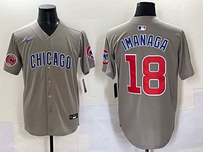 Men 2025 Chicago Cubs #18 Imanaga Grey Game Nike MLB Jersey style 70312->chicago cubs->MLB Jersey